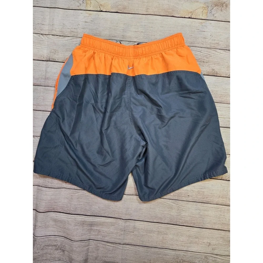 Men's Nike swim trunks Size‎ Large Gray Orange performance swimming Tie Front